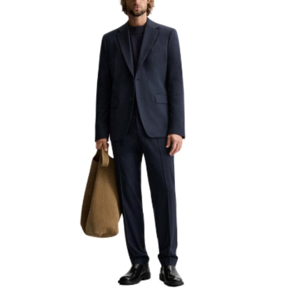 Zara  Mens 44 Slim Fit Stretch Suit Jacket In Dark Navy Color